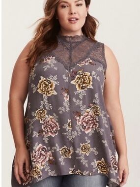Torrid Sleeveless illusion top plus size 3x Lace Yoke